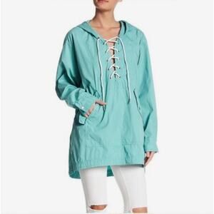 FREE PEOPLE Sky Hooded Parachute Parka Jacket Cotton Lace Up Poplin Hood XS/S